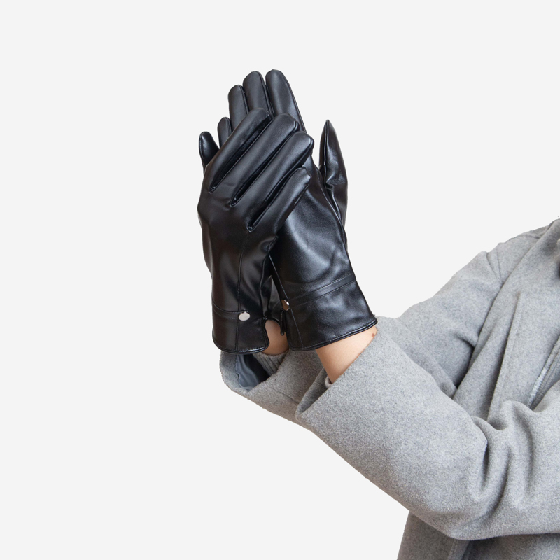 Fekete klasszikus női ökobőr kesztyű - kiegészítők
