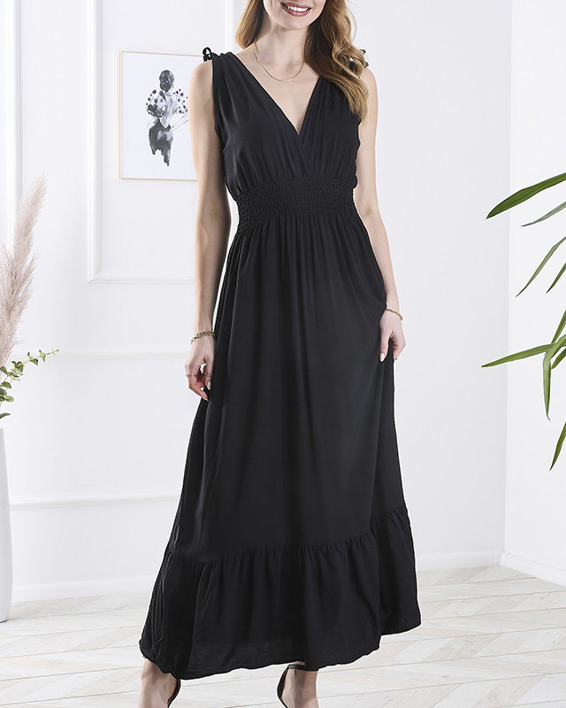 Fekete női hosszú pánt nélküli ruha - Ruházat