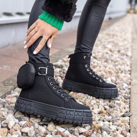 Fekete női magas tornacipő a Martsia platformon-Cipő