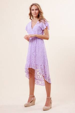 Fioletowa sukienka koronkowa - Sukienki