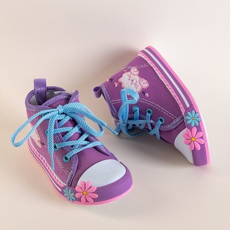 Ibolya színű gyermekcipők kacsintó díszekkel - cipők