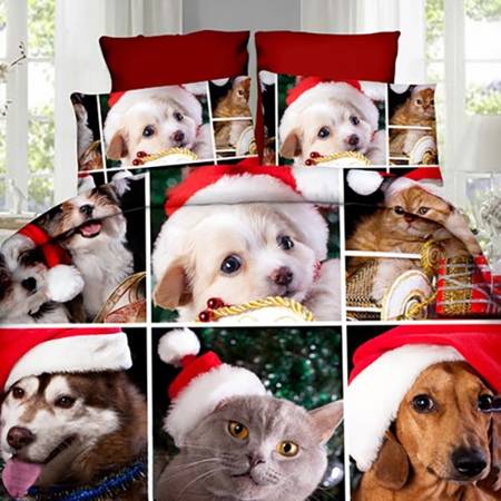 Karácsonyi ágynemű háziállatokkal 200x220 - Ágynemű