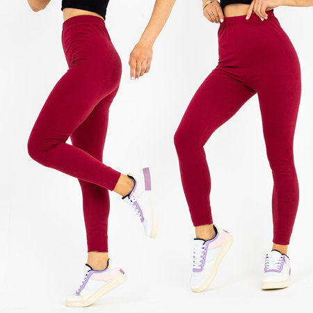 Maroon női egyszínű puha leggings - Ruházat