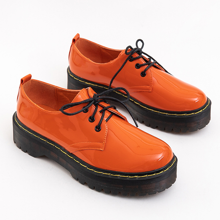 Narancsszínű, lakkozott női fűzős cipő Belita - Cipő