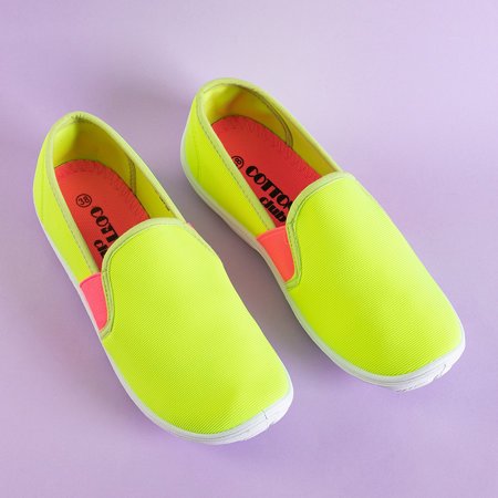 Neon sárga női szövet cipők csúsznak a Molara-ra - cipők