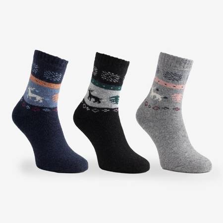 Női karácsonyi mintás gyapjú zokni 3 / csomag - zokni