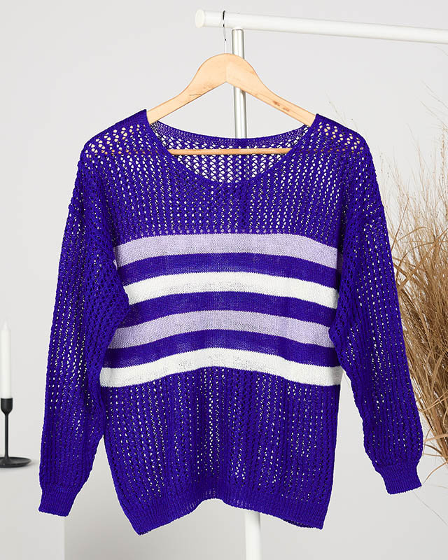 Női kobaltcsíkos pulóver - Ruházat