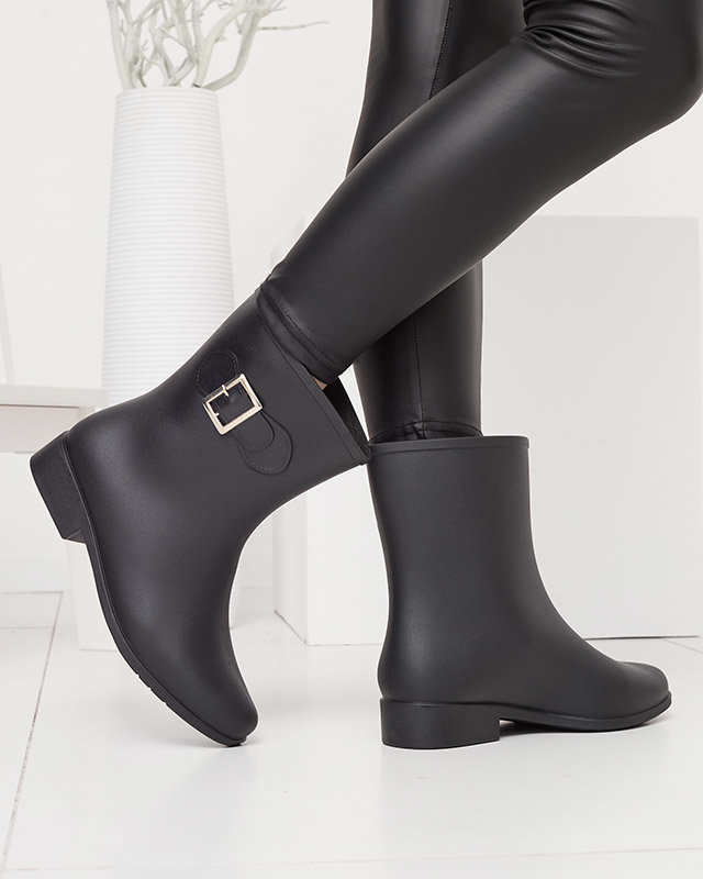 Női matt esőcsizma fekete csattal Falloci- Footwear