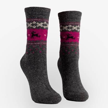 Női sötétszürke rénszarvas zokni 3 / csomag - Zokni