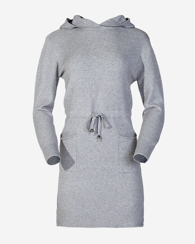 Női szürke kapucnis pulóver tunika - Ruházat
