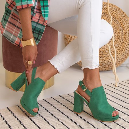 Női zöld magas sarkú Wefira szandál - cipő