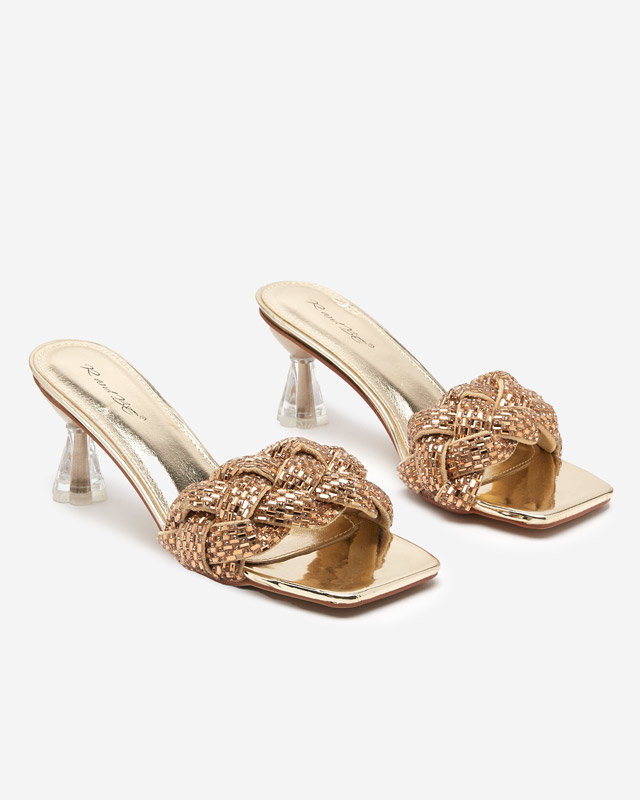 OUTLET Arany lakkozott alacsony sarkú Sipeno papucs - Cipők