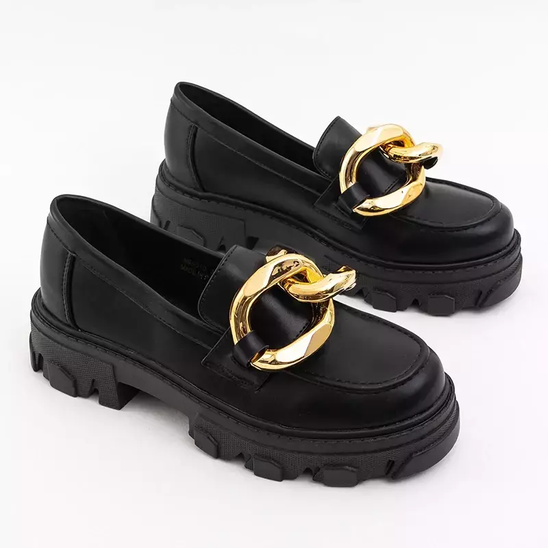 OUTLET Fekete cipő arany díszítéssel Lygia - Cipő
