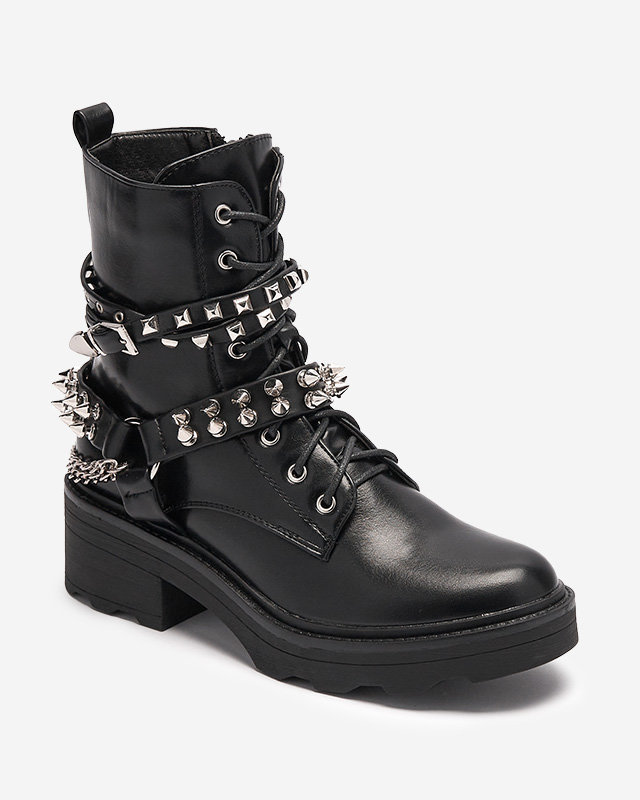 OUTLET Fekete női bagger csizma szegecsekkel Diollo- Footwear