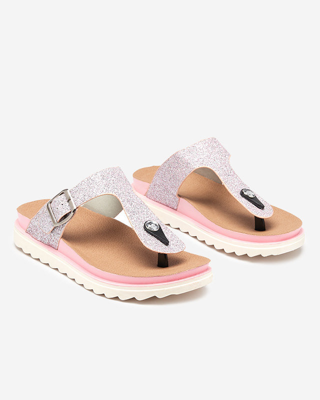 OUTLET Fényes női rózsaszín flip-flop Fidoq- Shoes