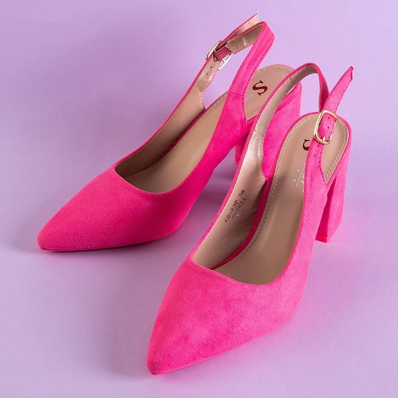 OUTLET Neon rózsaszín női magas sarkú szandál Dolores - Lábbeli