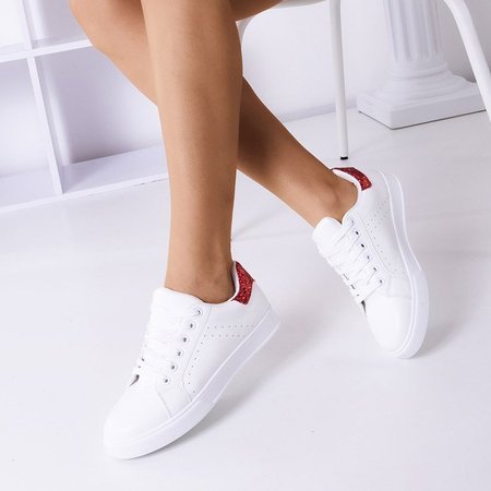 OUTLET Női fehér sportcipők, piros Brasqe betéttel - Lábbeli