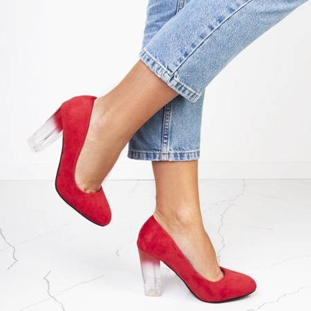OUTLET Piros szivattyúk átlátszó oszlopon Lorna - Cipők