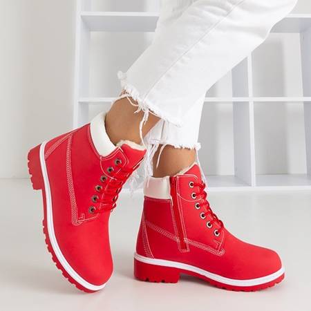 Piros túracipő, fehér Adeline betéttel - cipő