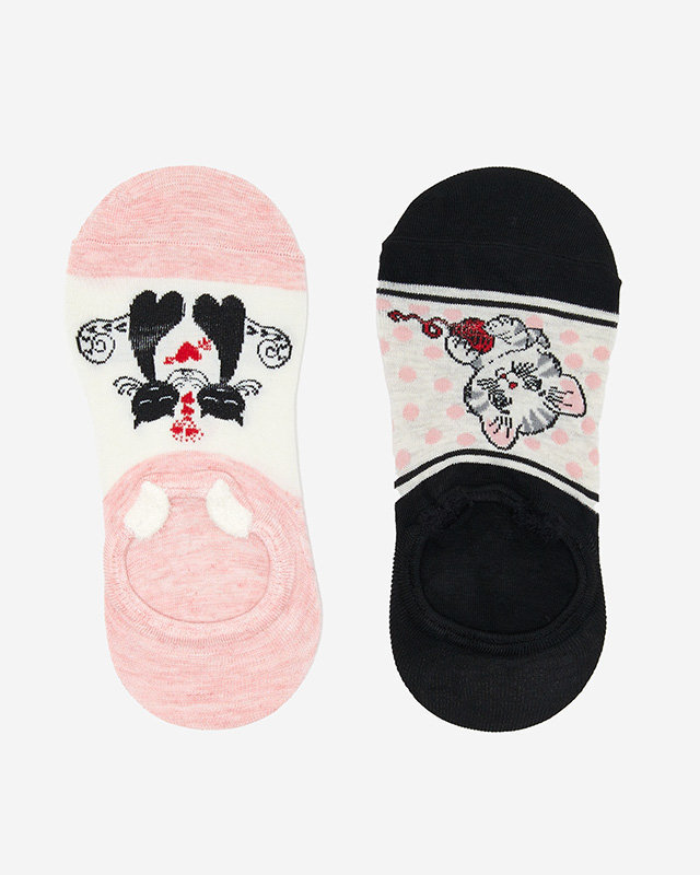 Rózsaszín és fekete női zokni állatmintás 2 / csomag - Fehérnemű