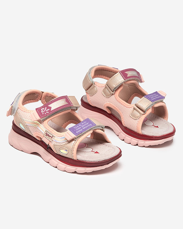 Rózsaszín gyerekszandál színes betétekkel Meniko - Shoes
