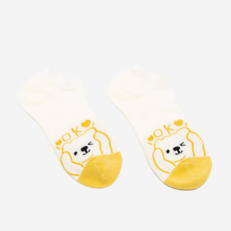Sárga és krémszínű női kutyus zokni - Fehérnemű