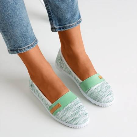 Zielone tenisówki slip - on z paseczkami Arimida - Obuwie