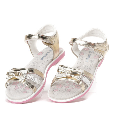 Złoto-białe sandały dziewczęce Linettea- Obuwie