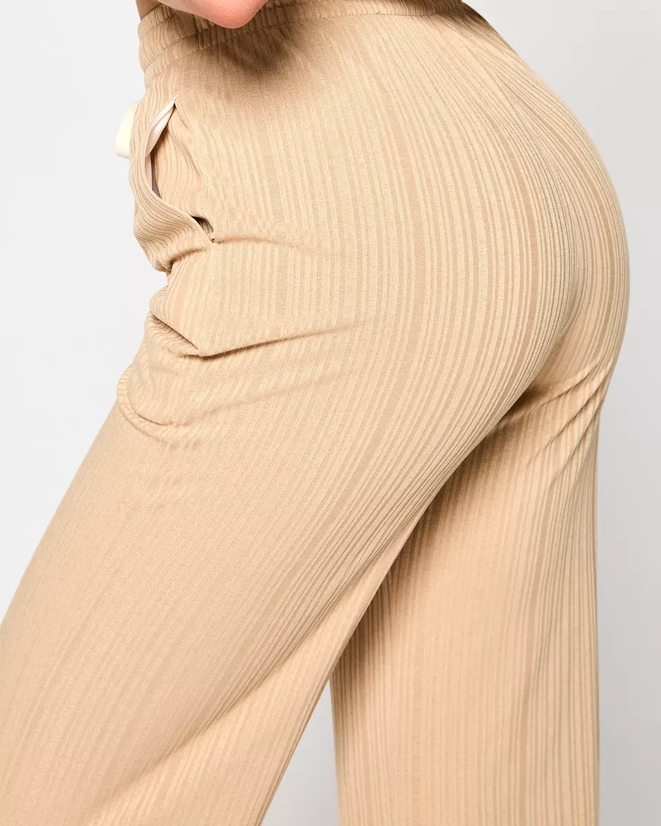Bézs női széles bordázott nadrág - Ruházat