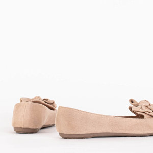 Bézs színű női balerinák masnival Olimi - Cipők