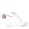 Białe sneakersy na koturnie z uszami i pomponem Pink Bunny - Obuwie