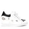 Biało - czarne sneakersy na koturnie z ozdobą Plowen - Obuwie