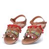 Brązowe sandały z ozdobami Otulija - Obuwie