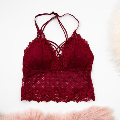 Burgundi csipke bralette melltartó - Fehérnemű