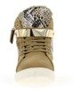 Ciemnobeżowe sneakersy ze złotą ozdobą - Obuwie