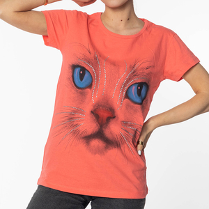 Coral női póló macskamintával - Ruházat