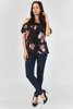 Czarna bluzka hiszpanka w kwiaty - Odzież