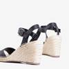 Czarne damskie sandały na koturnie Rolda - Obuwie