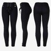 Czarne damskie spodnie typu tregginsy z wiązaniem - Spodnie