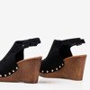 Czarne sandały damskie na koturnie Izida - Obuwie
