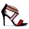 Czarne sandały na szpilce z kolorowymi wstawkami Maribel - Obuwie