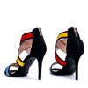Czarne sandały na szpilce z kolorowymi wstawkami Maribel - Obuwie