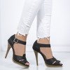 Czarne sandały na szpilce ze sprzączką Sarita - Obuwie