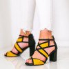 Czarno-żółte sandały na słupku Rosaline - Obuwie