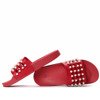 Czerwone klapki z perełkami Milam - Obuwie