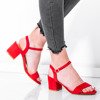 Czerwone sandały na niskim słupku Julietta - Obuwie