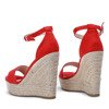 Czerwone sandały na wysokiej koturnie Carrie - Obuwie