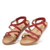 Czerwono-beżowe sandały z gumką Rabiya - Obuwie	