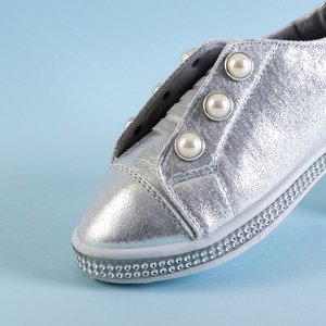 Ezüst gyerekcipő gyöngyös tornacipőn Merena - Lábbeli