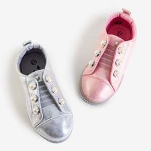 Ezüst gyerekcipő gyöngyös tornacipőn Merena - Lábbeli